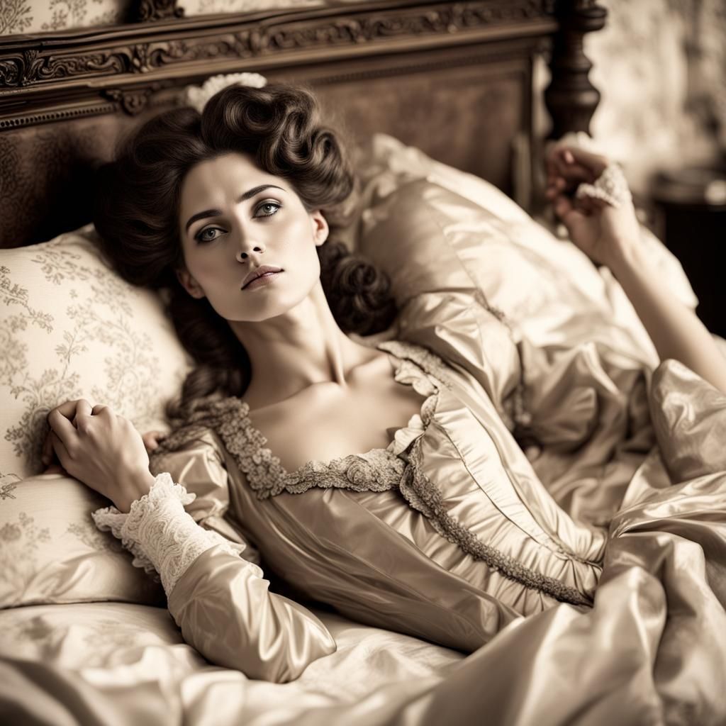 Victorian Era Woman Resting in Bed