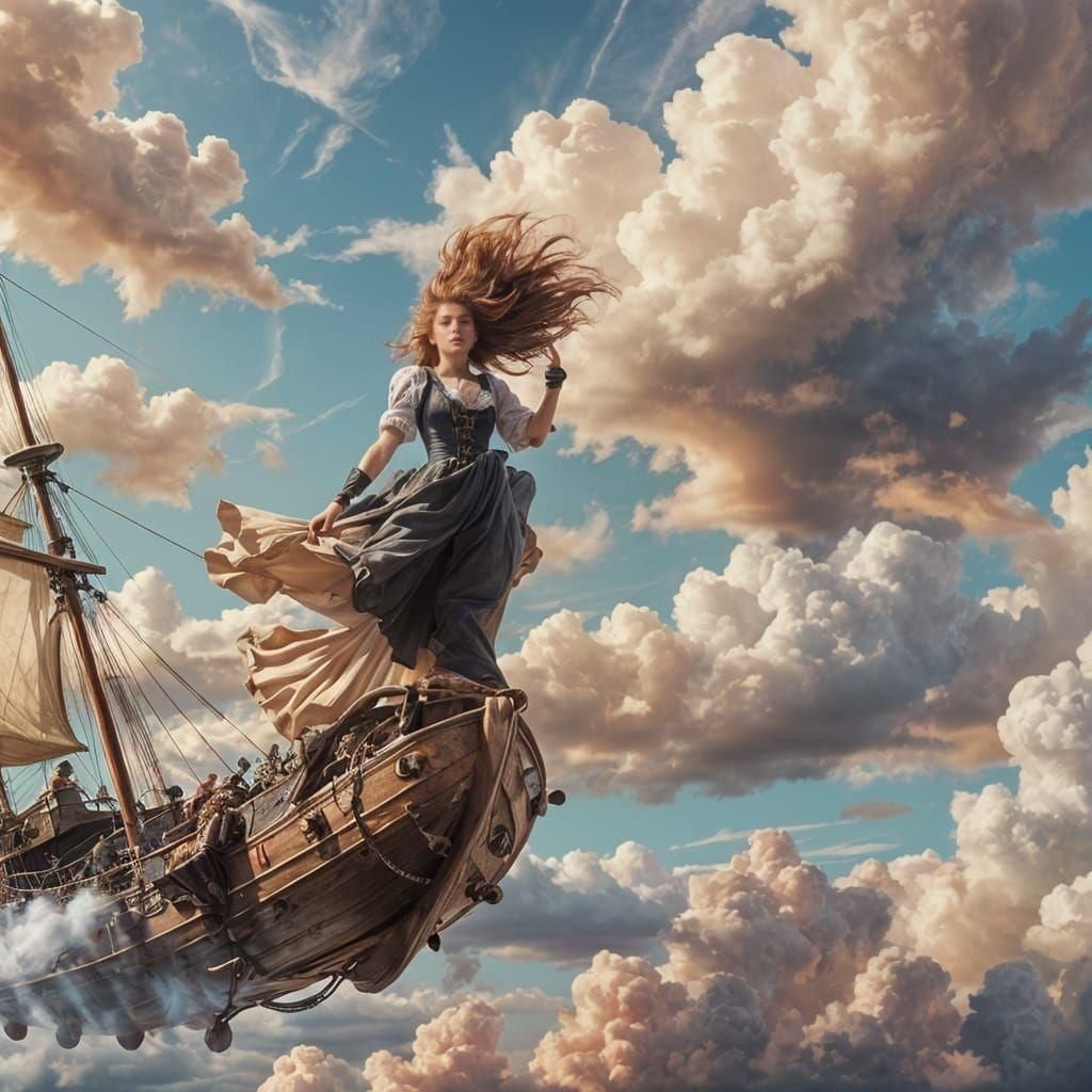 Dreamy Sunrise Scene with Billowing Sails