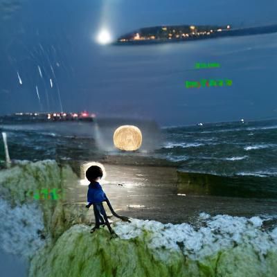 Boy Silhouette Under Comet Rain at Night