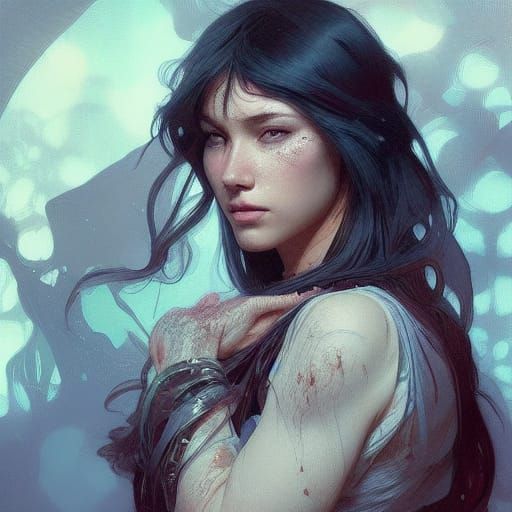 Detailed Portrait Concept Art in Triadic Colors