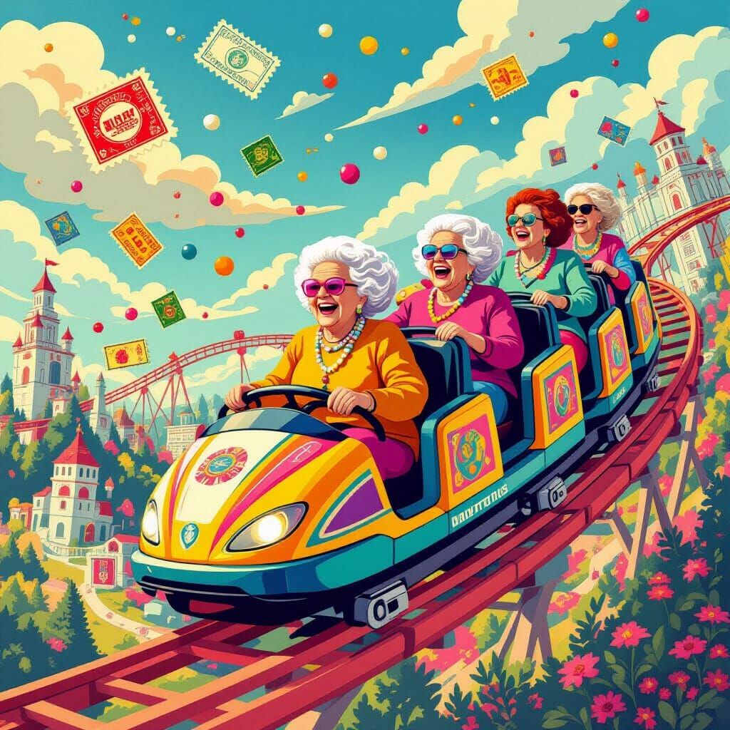 Whimsical Roller Coaster Ride Through a Surreal Landscape