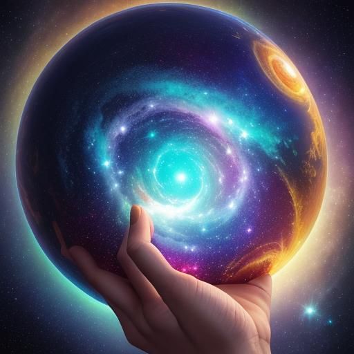Woman Holds Glowing World in Cosmic Illustration