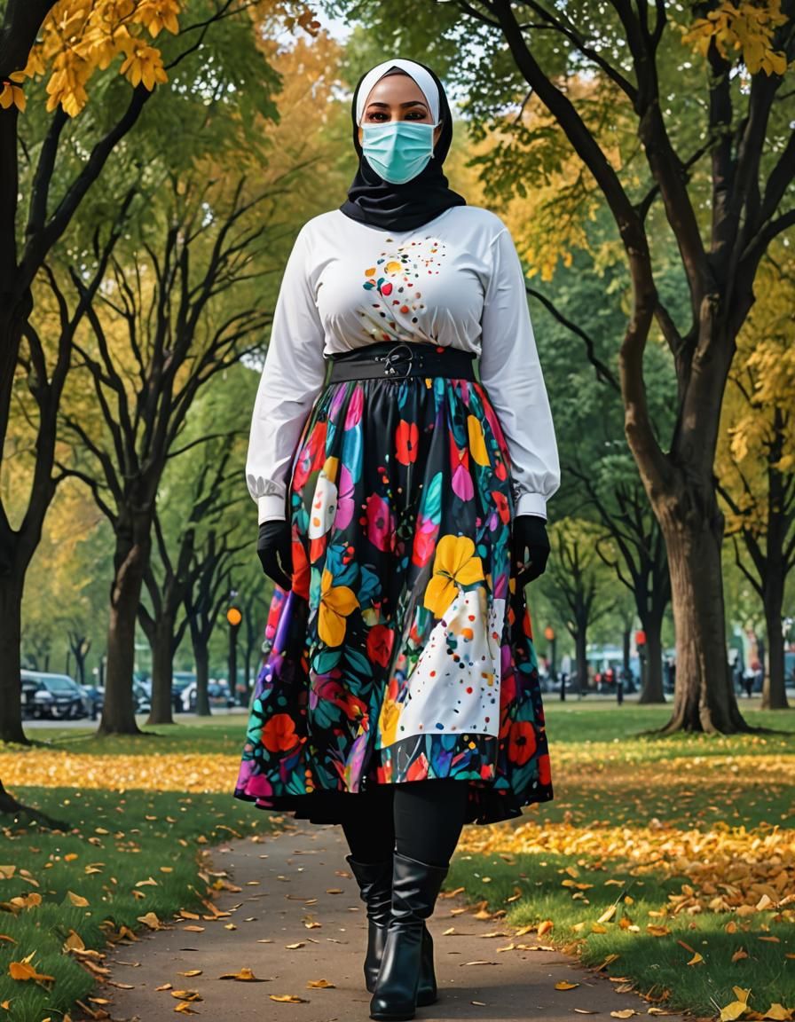 Charming German Hijabi Woman in a Vibrant Pop Art Portrait