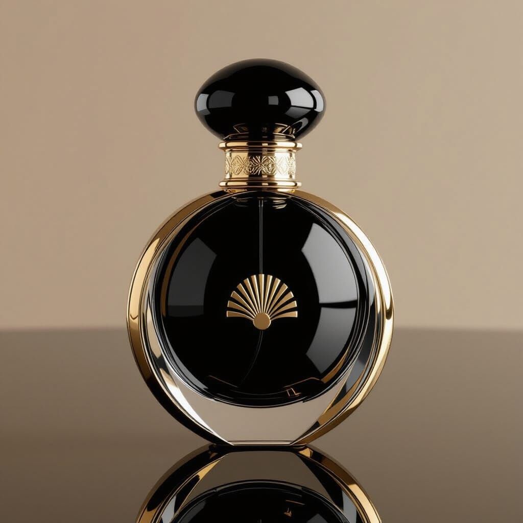 Art Deco Golden Perfume Bottle in Ring Design