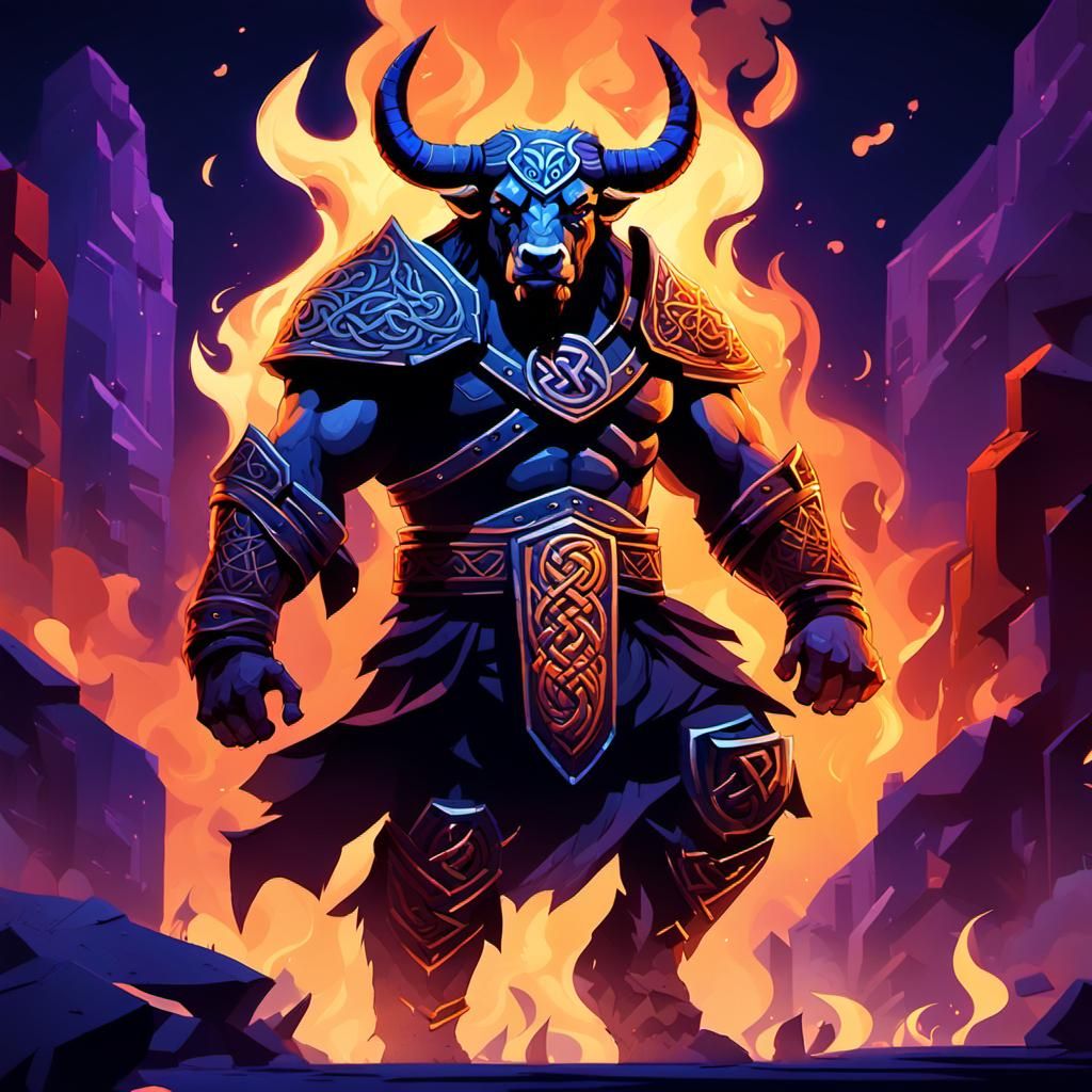 Minotaur Charges in Texas Arena: Low Poly Concept Art