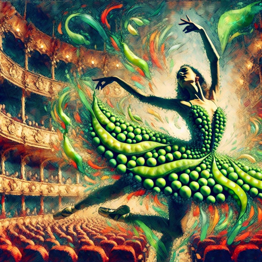 Ballerina's Comic Book Double-Exposure Portrait with Pea Cos...