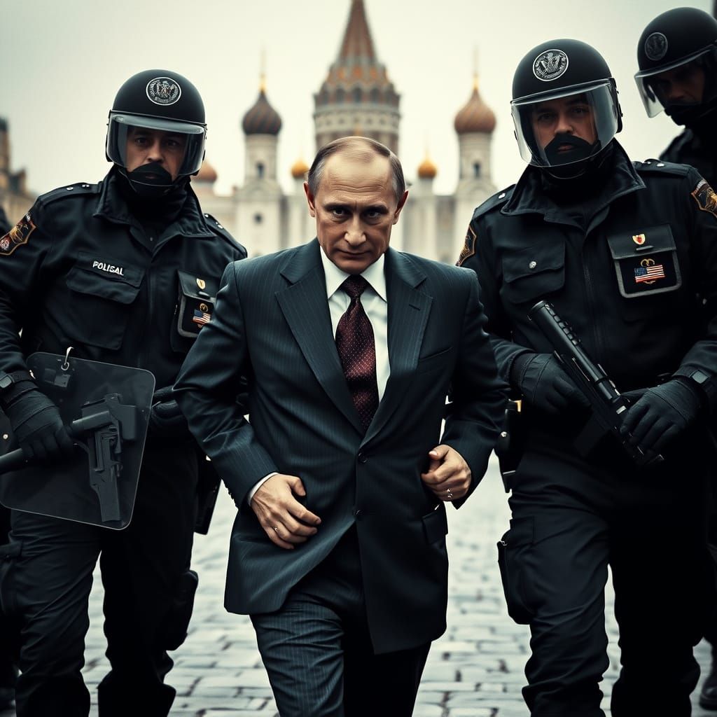 Wladimir Putin Led Away in Handcuffs by Russian Riot Police