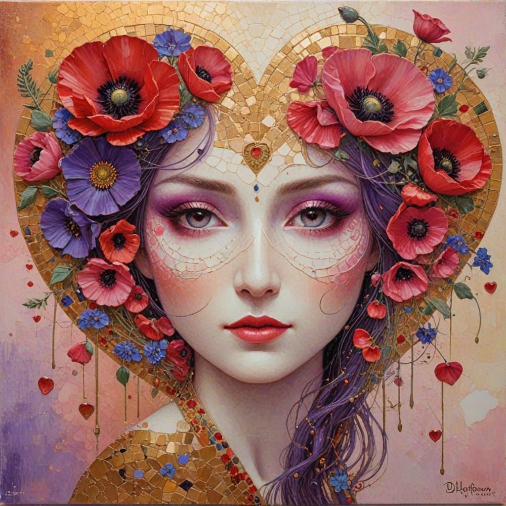 Vibrant Poppy Portrait in Oil and Impasto