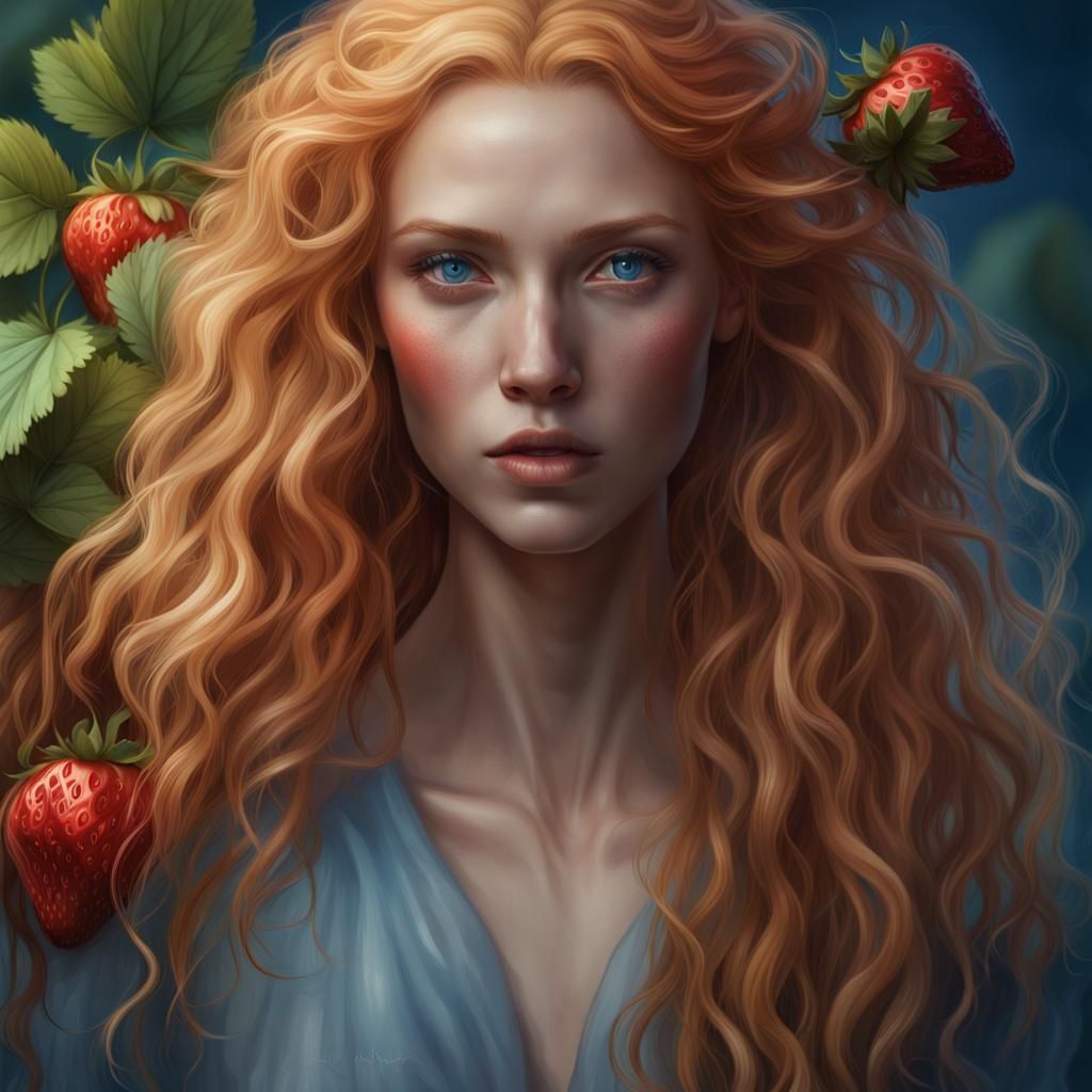 Strawberry Blond Woman Portrait in Digital Painting Style