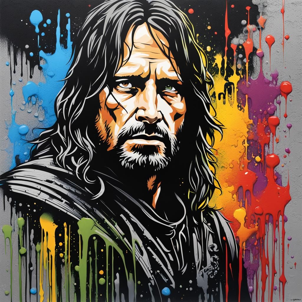 Aragorn Graffiti Art in Polychromatic Style