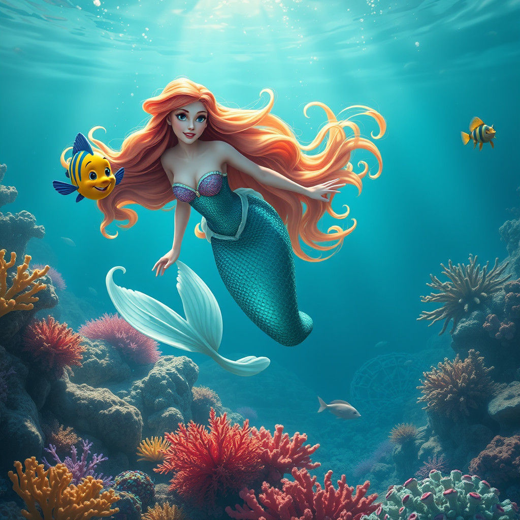 Ariel in a Vibrant Underwater Realm