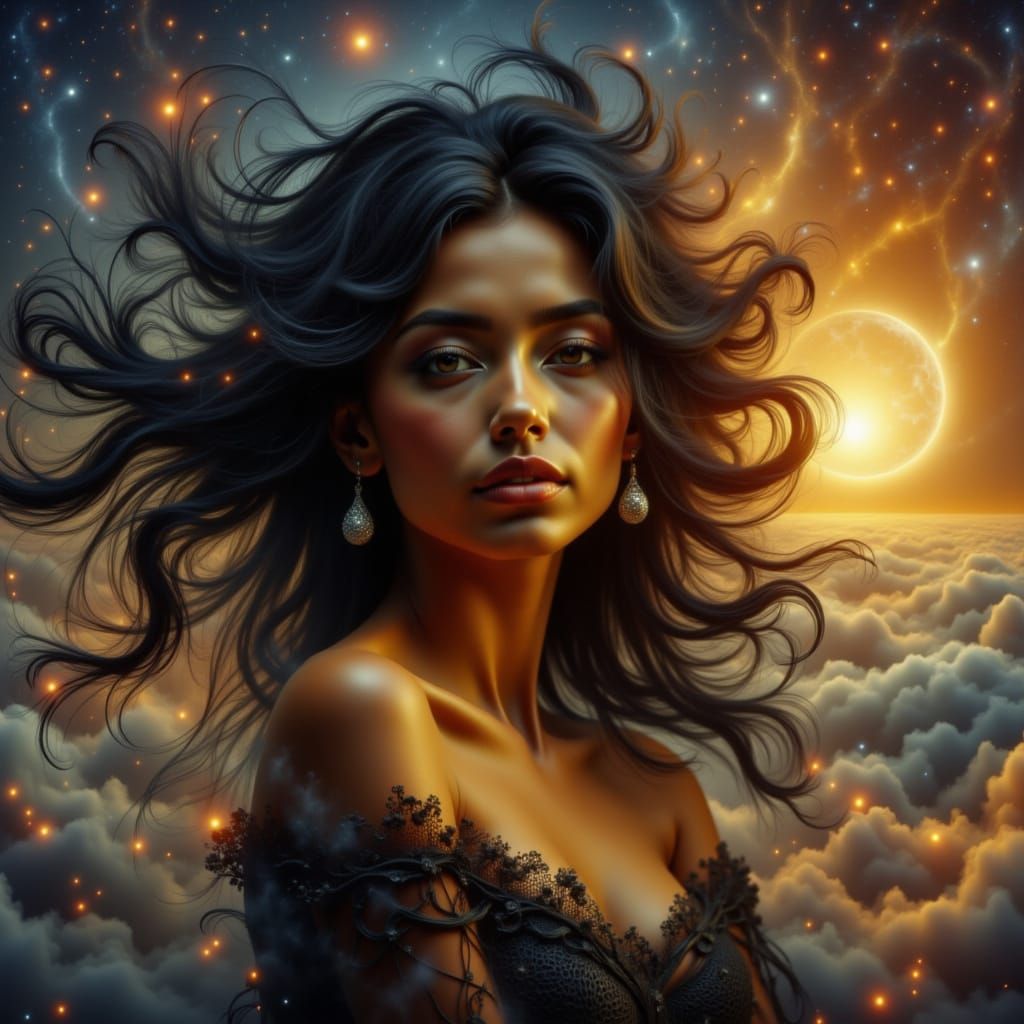 Beduin Dancer in Dramatic Golden Hour Light