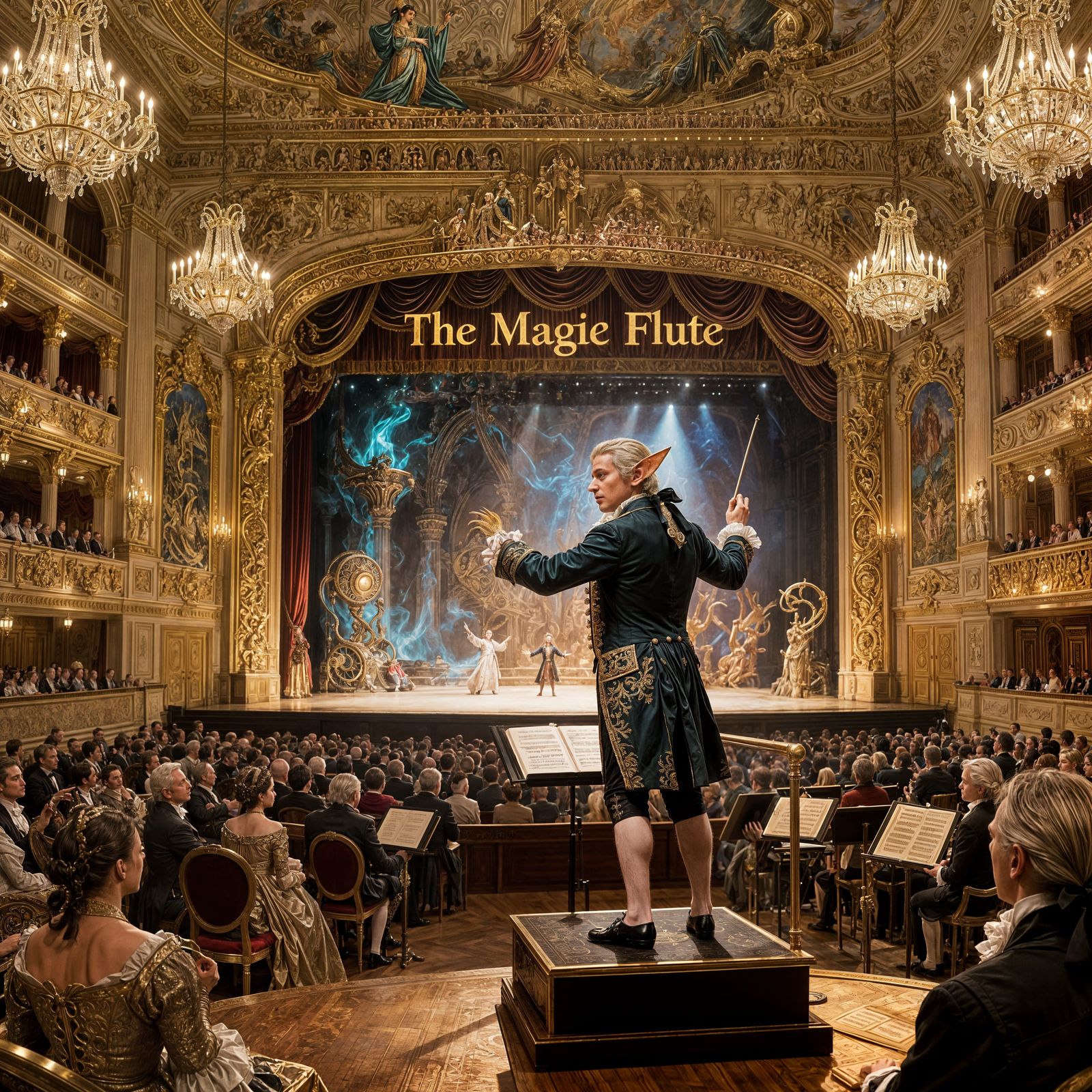Mozart Directs Magic Flute in Luxury Opera House