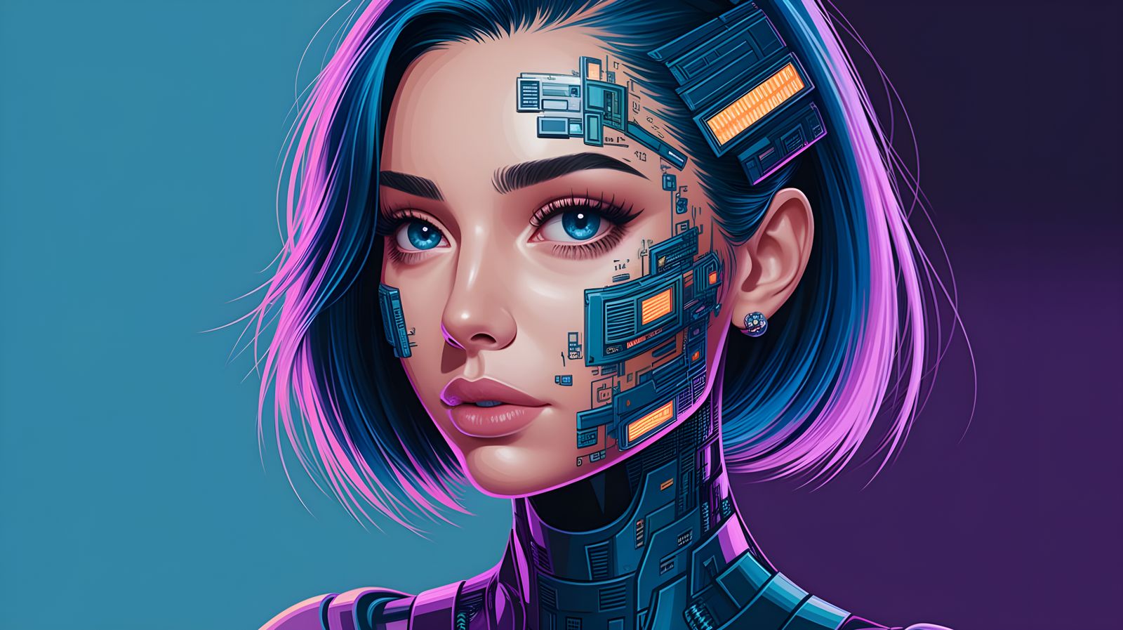 Cyberpunk Anime Goddess in Vibrant 8-Bit Pixel Art