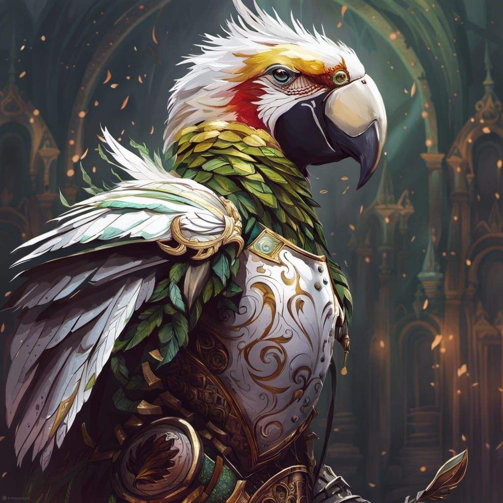 Green Knight in Guacamayo Armor: Digital Painting