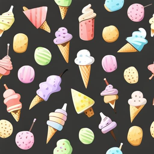 Pastel Ice Cream Cone Seamless Pattern