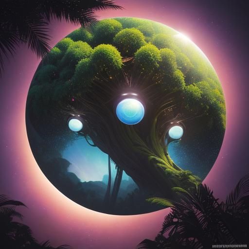 Celestial Garden with Flying Saucers