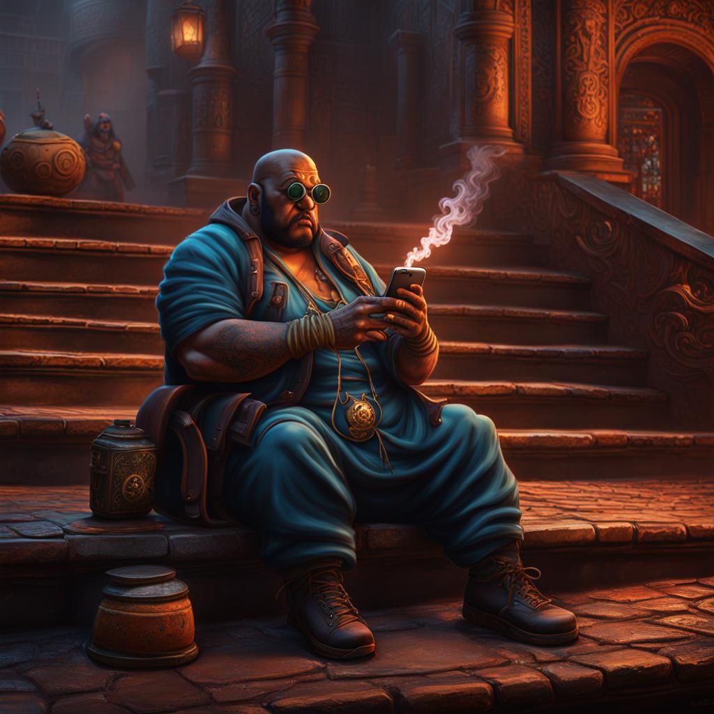 Detailed Matte Painting of Woman Smoking