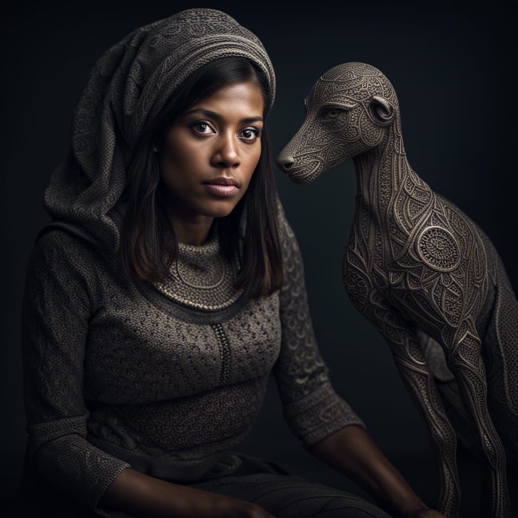 Hyperrealistic Portrait of Three-Legged Woman