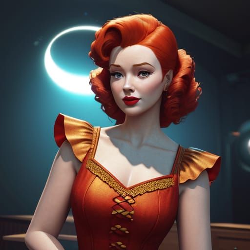 Sultry 50s Pinup Girl in Vibrant, Cinematic Setting