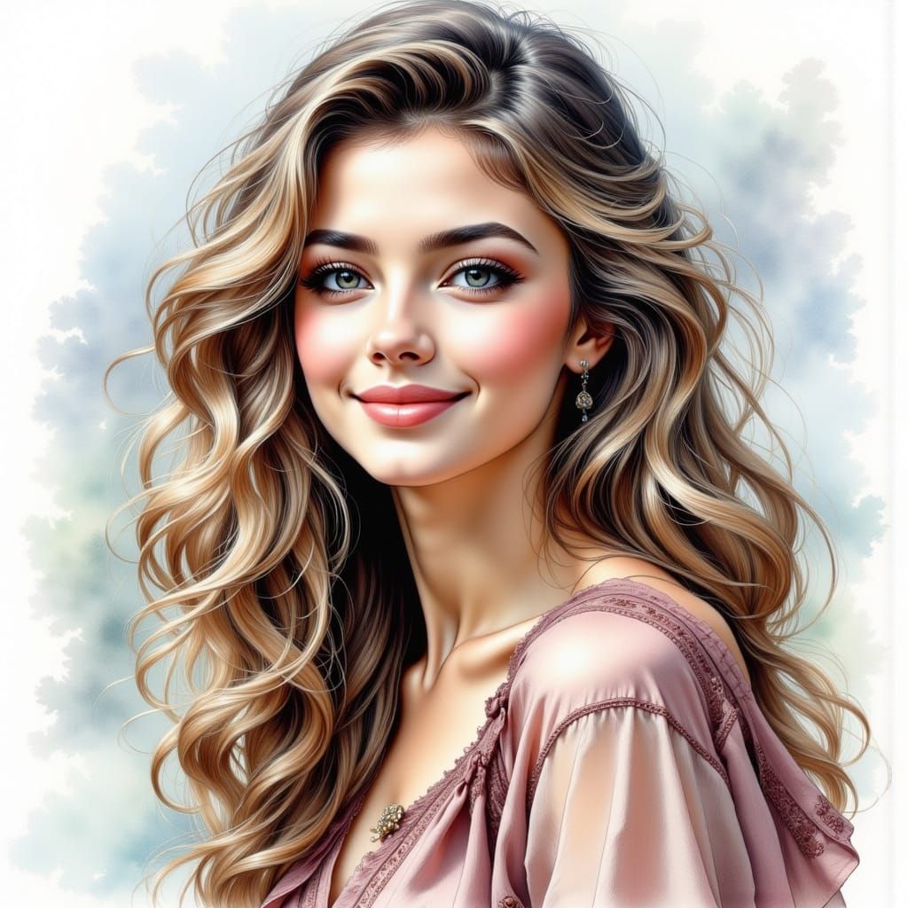 Surreal Double Exposure of a Smiling Woman