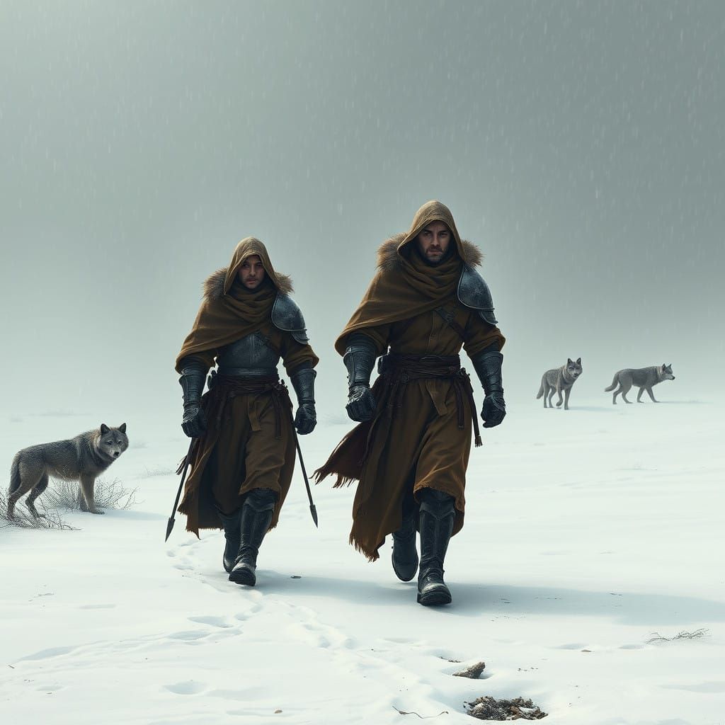 Ethereal Warriors March Through the Snowy Wastes in a Cyberp...