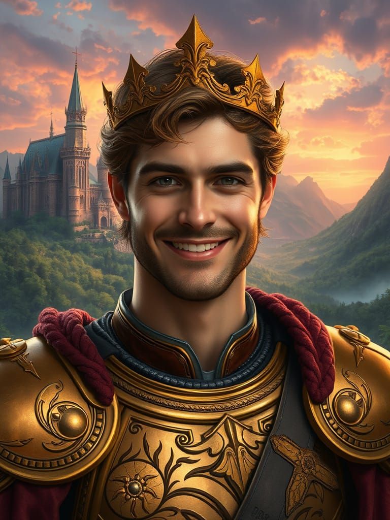 Regal Prince in Dreamlike Landscape