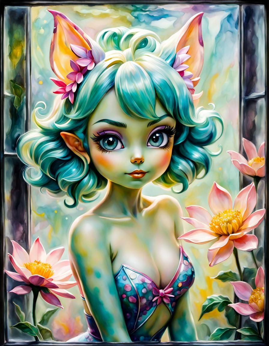 Encaustic Gremlin as a Pastel Flower