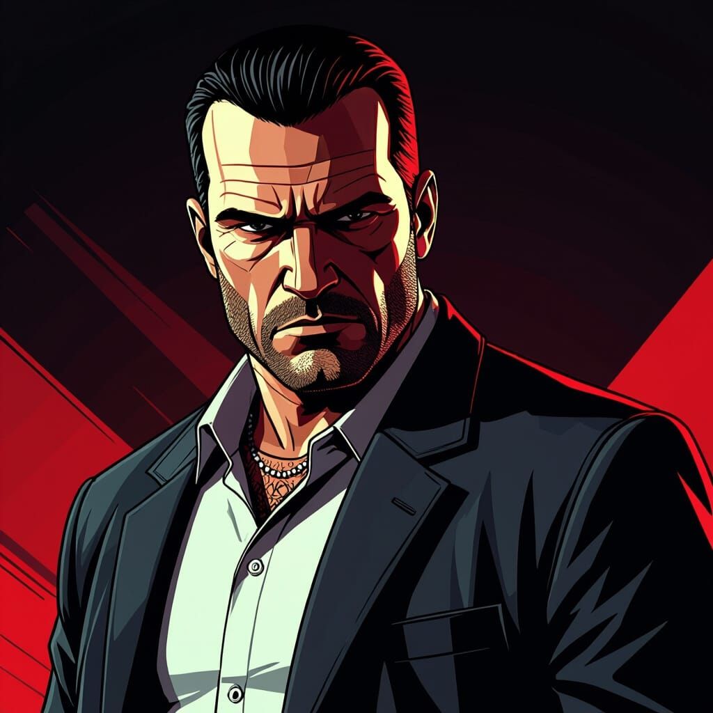 Frank from GTA 5 in Neo-Noir Comic Style