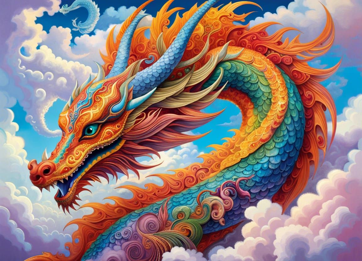 Mystical Cloud Dragon in Eastern Fantasycore Style