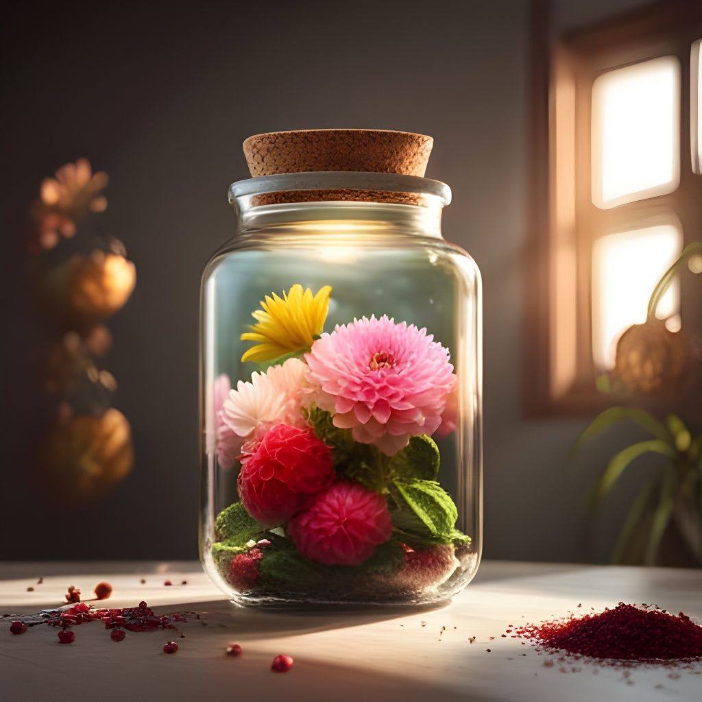 Magical Energy Swirls in Glass Jar: Photorealistic CGI