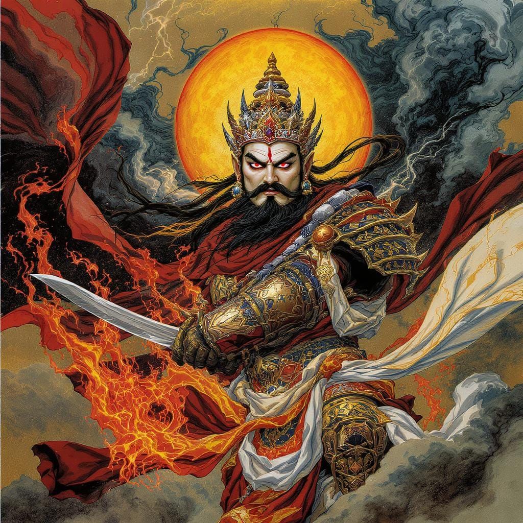 Wrathful Tibetan Deity Mahakala in Dark Fantasy Style