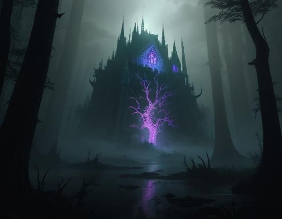 Menacing Bullywug in Misty Swamp, Dark Fantasy Art