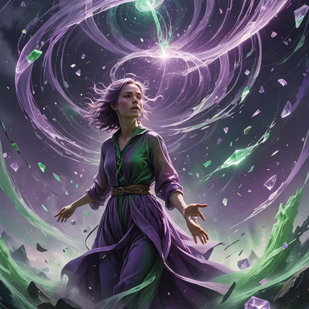 Ethereal Woman in Crystal Mist: Fantasy Concept Art