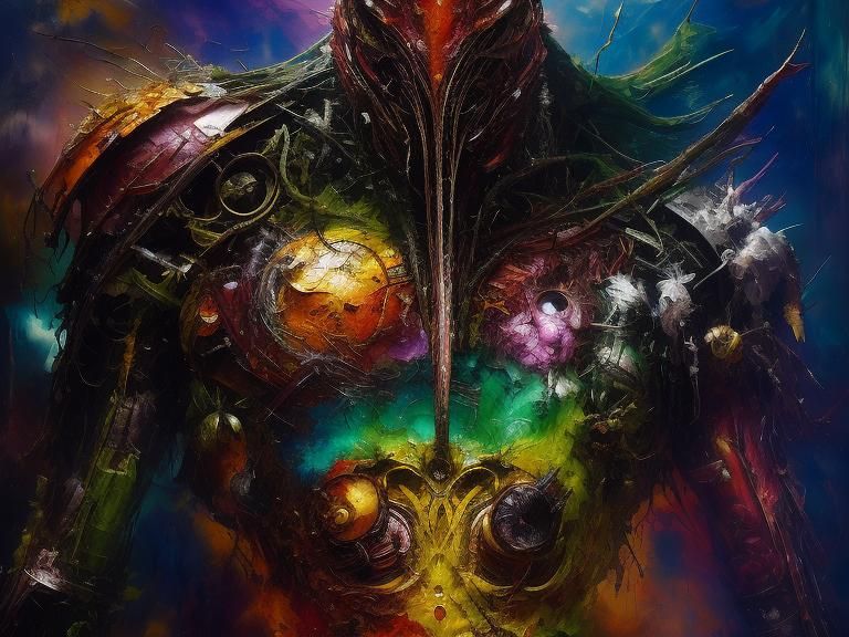 Red Symbiote Flesh Abomination in Expressionist Style