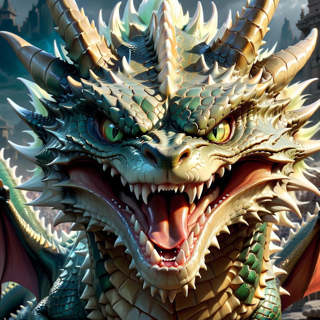 Angry Mythical Dragon Portrait in Anime Style