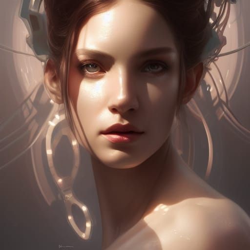 Futuristic Woman Portrait in Hyperrealistic Style