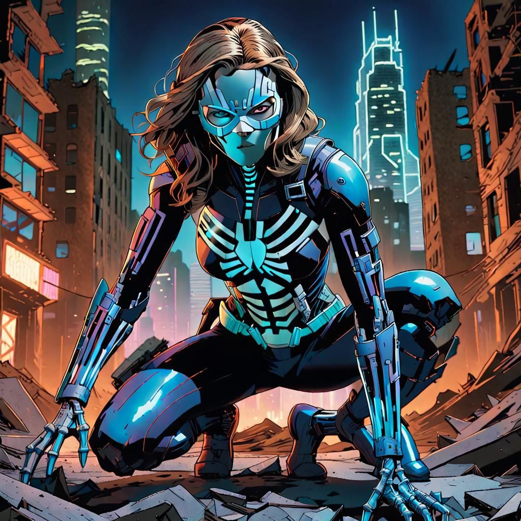 Dynamic Comic Book Art: Female Wolverine in Ruins