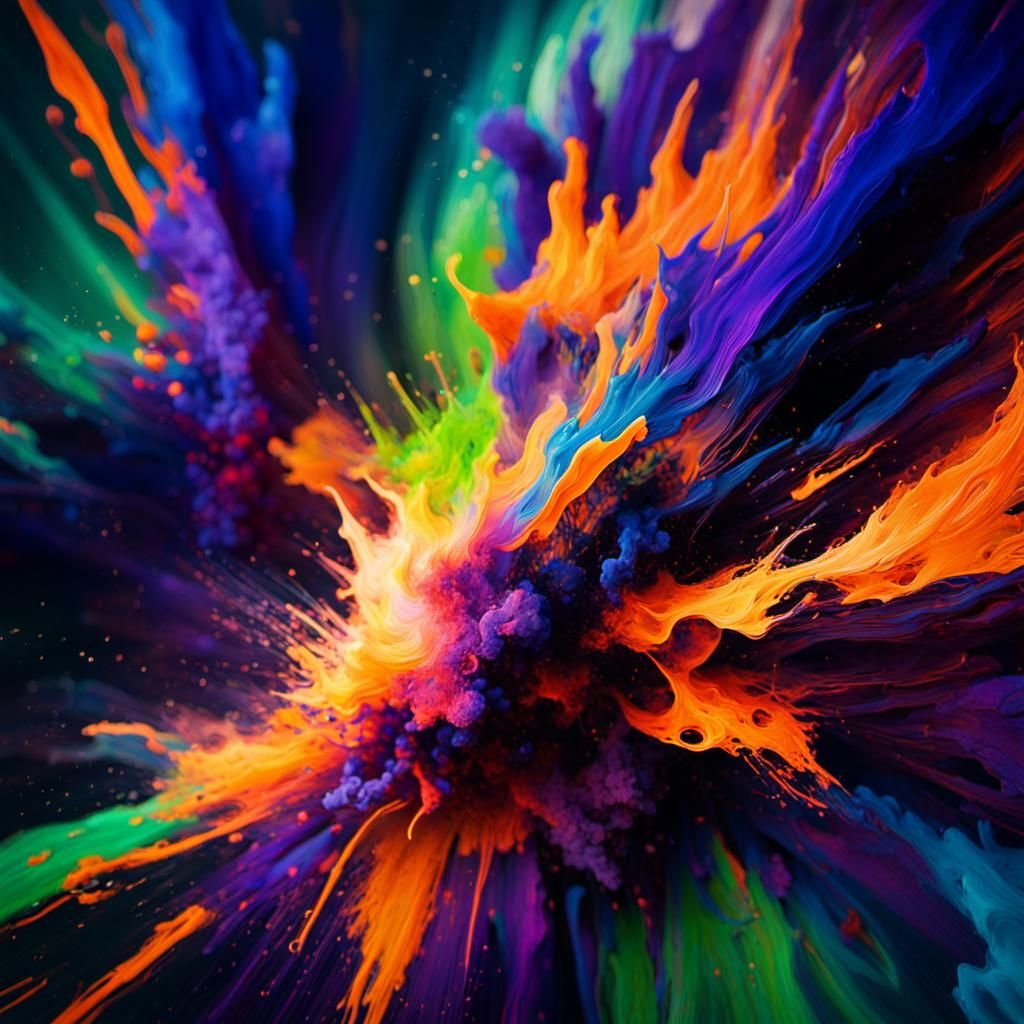 Abstract Expressionism: Vibrant Colors Surround Dark Silhoue...