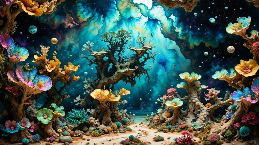 Exotic Marine Life in Hyperdetailed Coral Reef