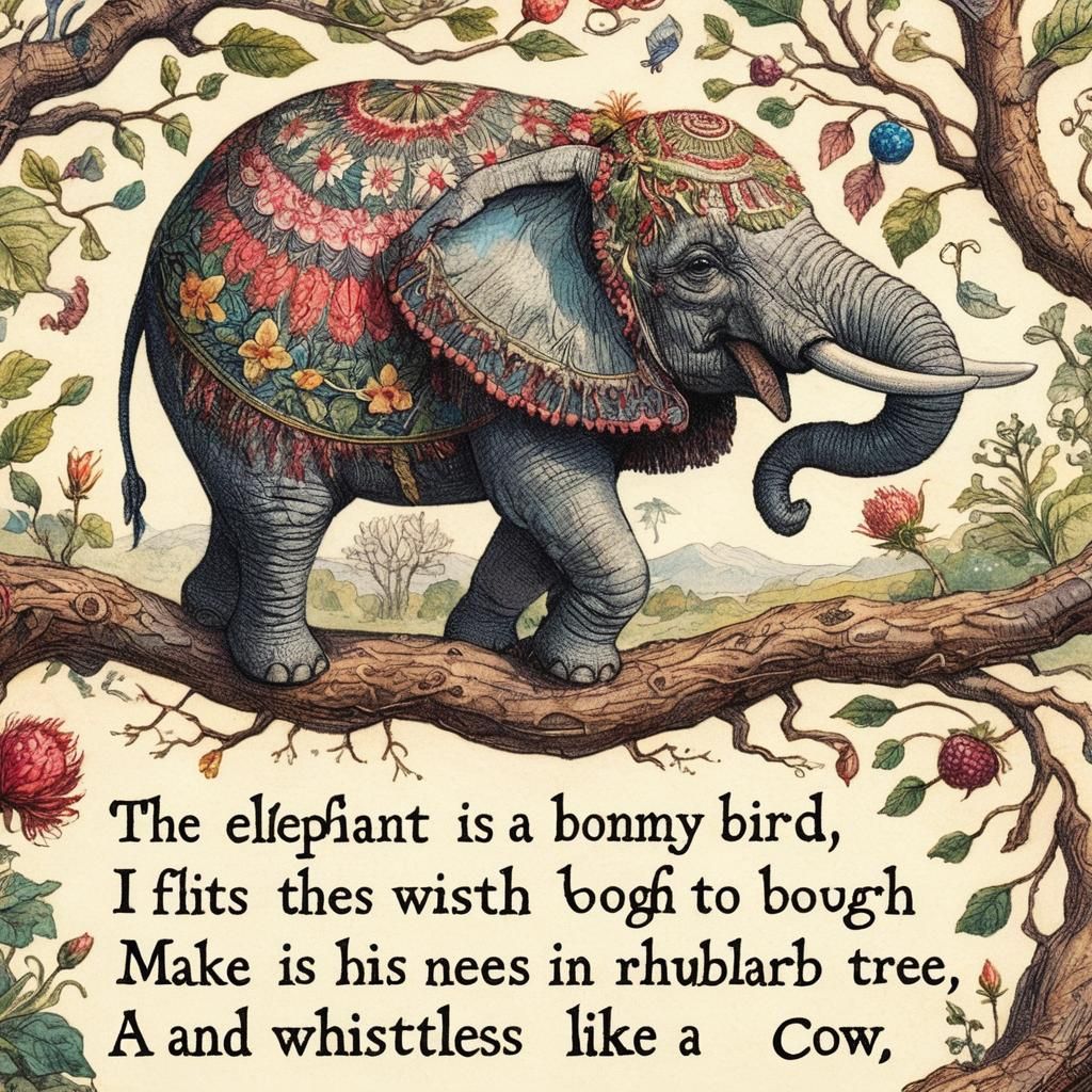 the elephant is a bonny bird flits from bough to bough makes...
