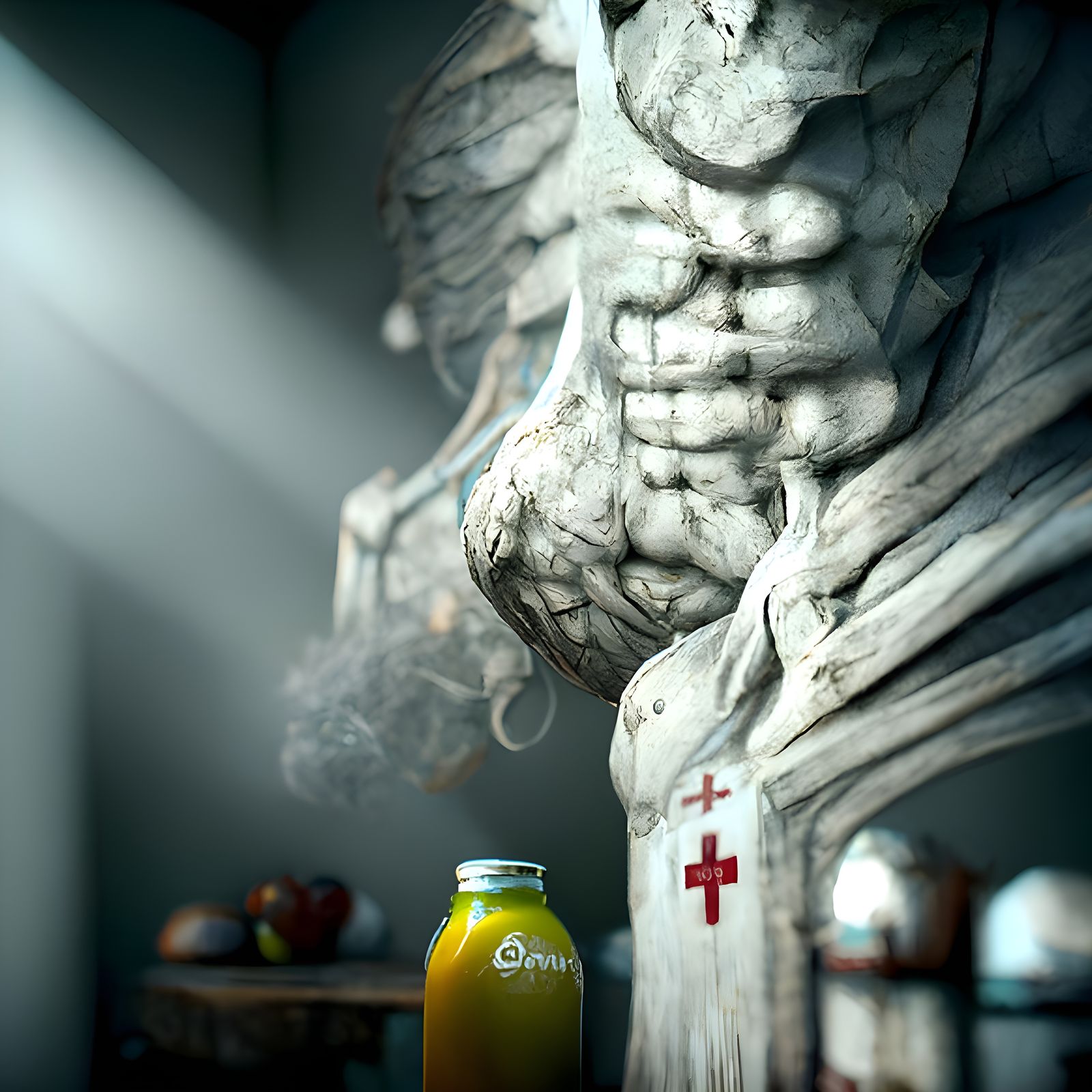 Symbolic Health Still Life in Digital Art Style