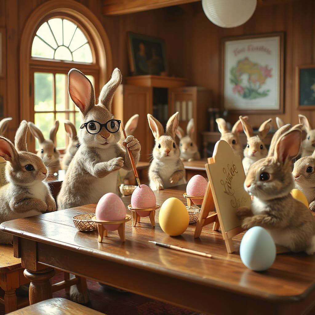 Easter Bunny Teacher Demonstrates Whimsical Filigrane Patter...