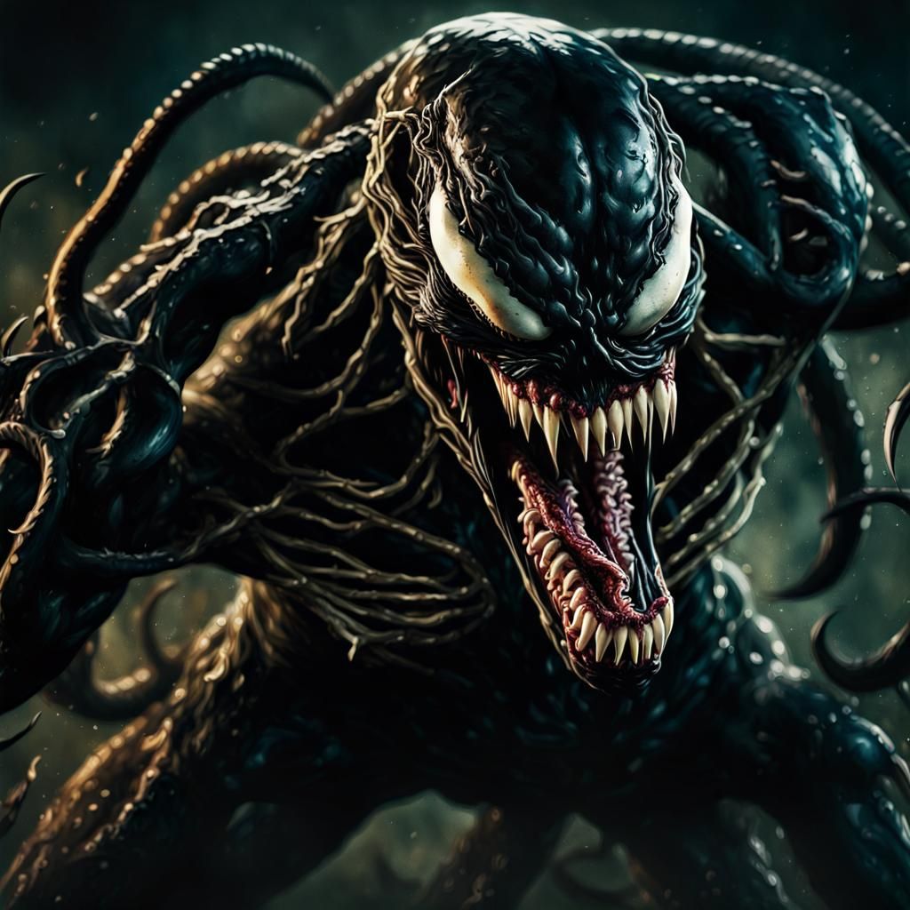 Nightmarish Venom Symbiote as Ominous Oil Painting