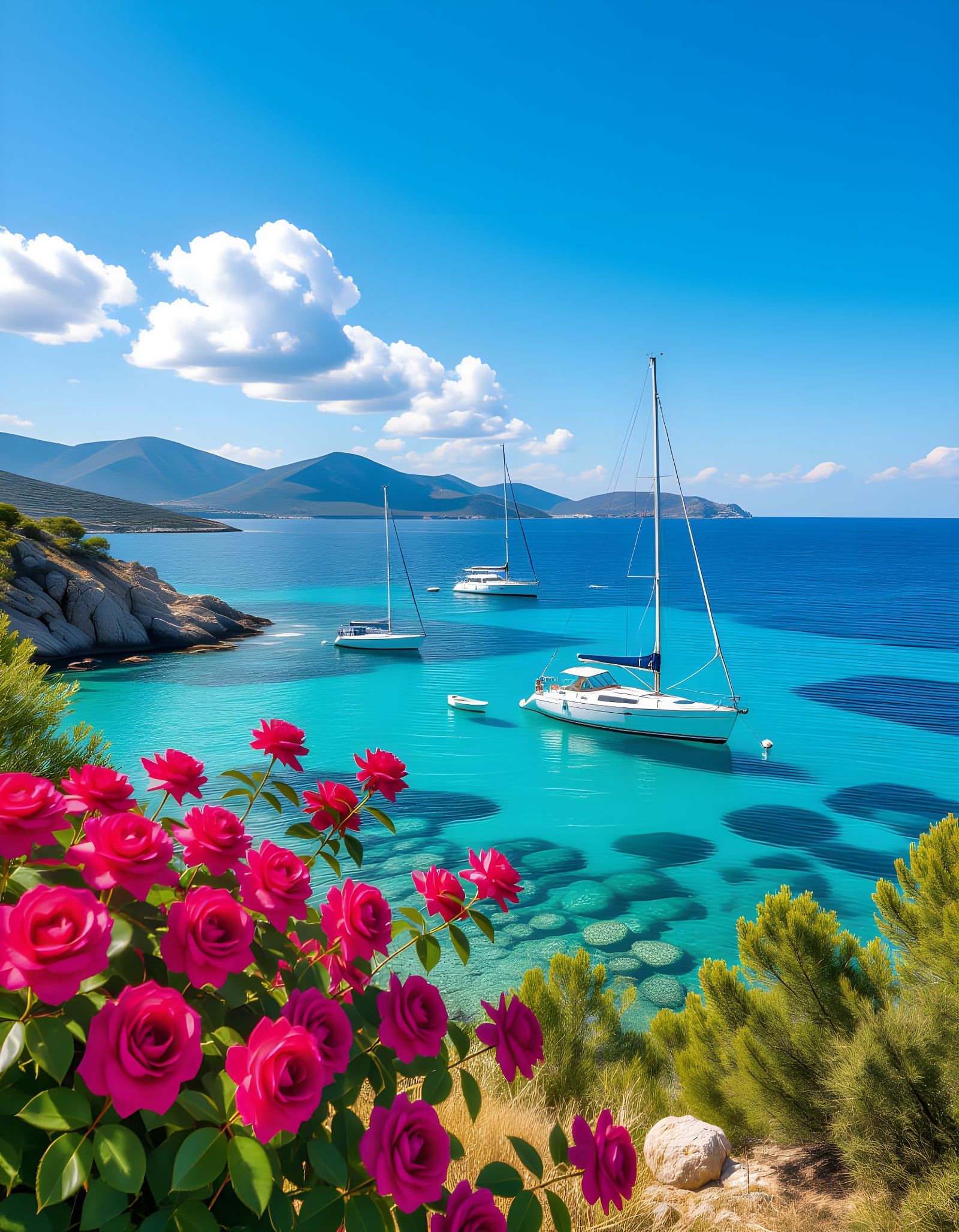 Idyllic Summer View of Sardinia with Yachts