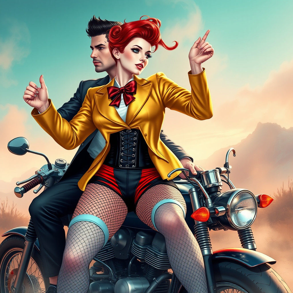 Rockabilly Pixie Cut Couple Dancing Dreamily
