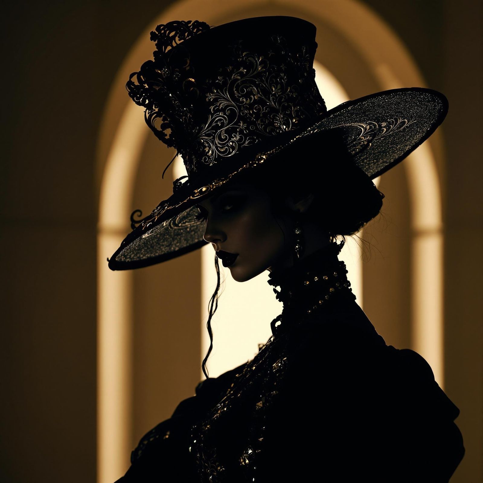 Elegant Dark Fantasy Lady in Baroque Style