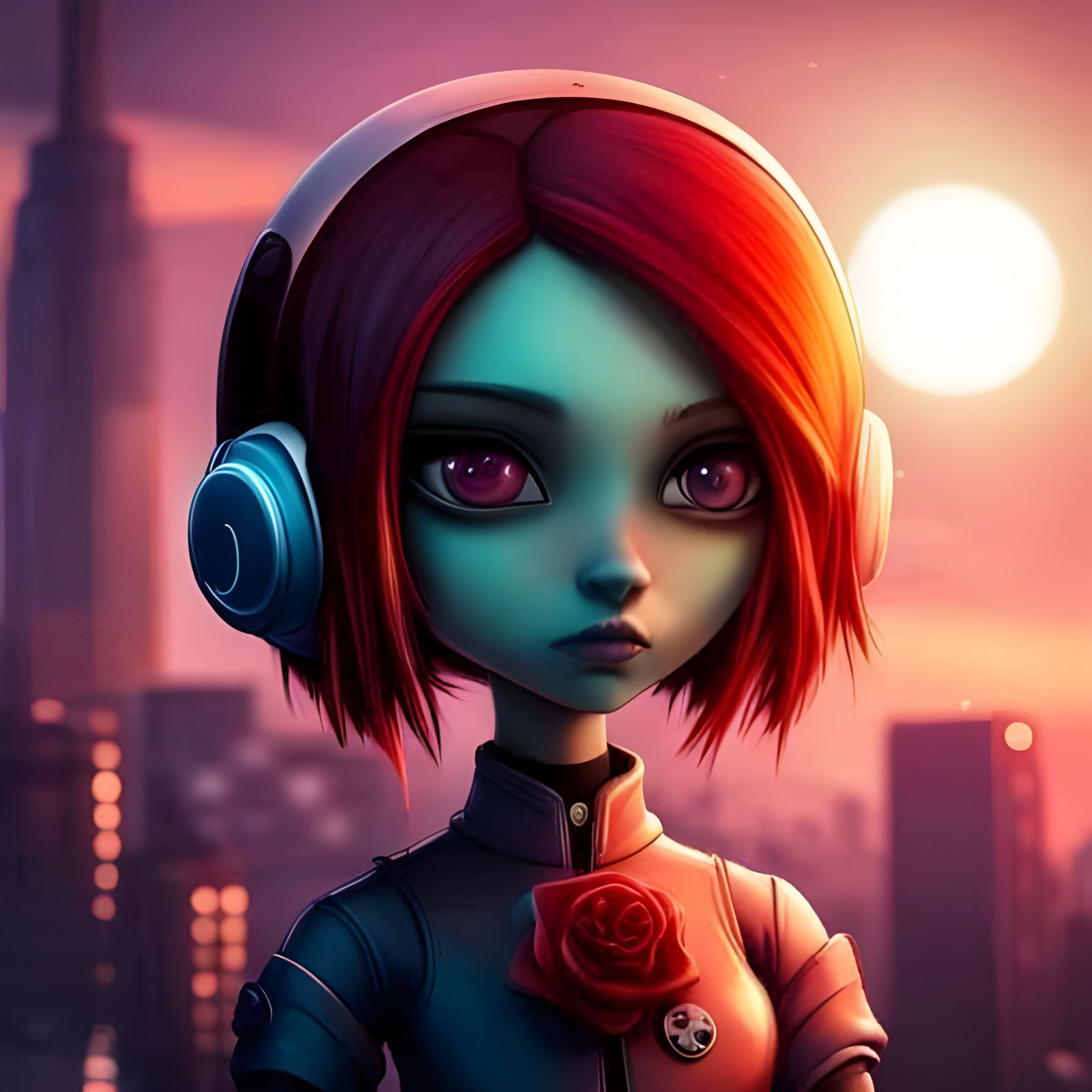 Cyberpunk Character in Tokyo, Hyperrealistic Chibi Art