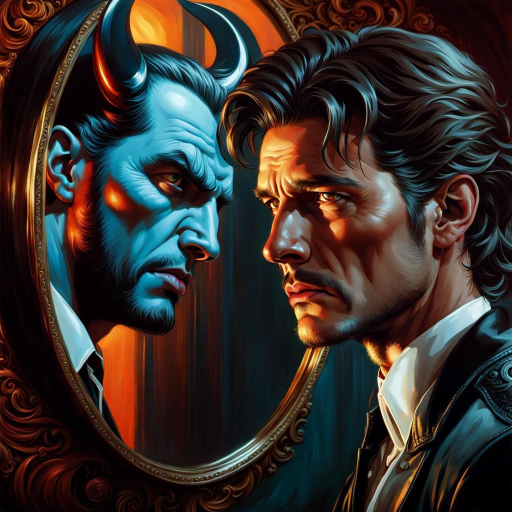 Man's Reflection Reveals Inner Demon