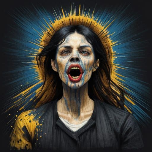 Dog 'Scream' Reimagined with Pins: Detailed Matte Painting